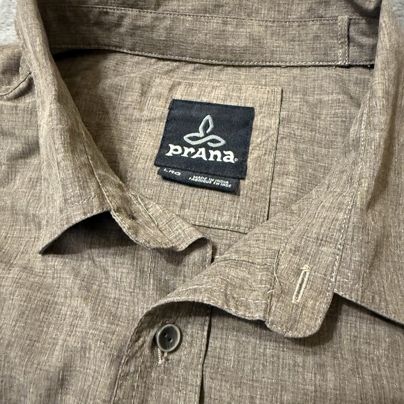 prAna Men's Long Sleeve Button-Up Size L Brown Plaid Lightweight Shirt Fishing - Picture 3 of 9